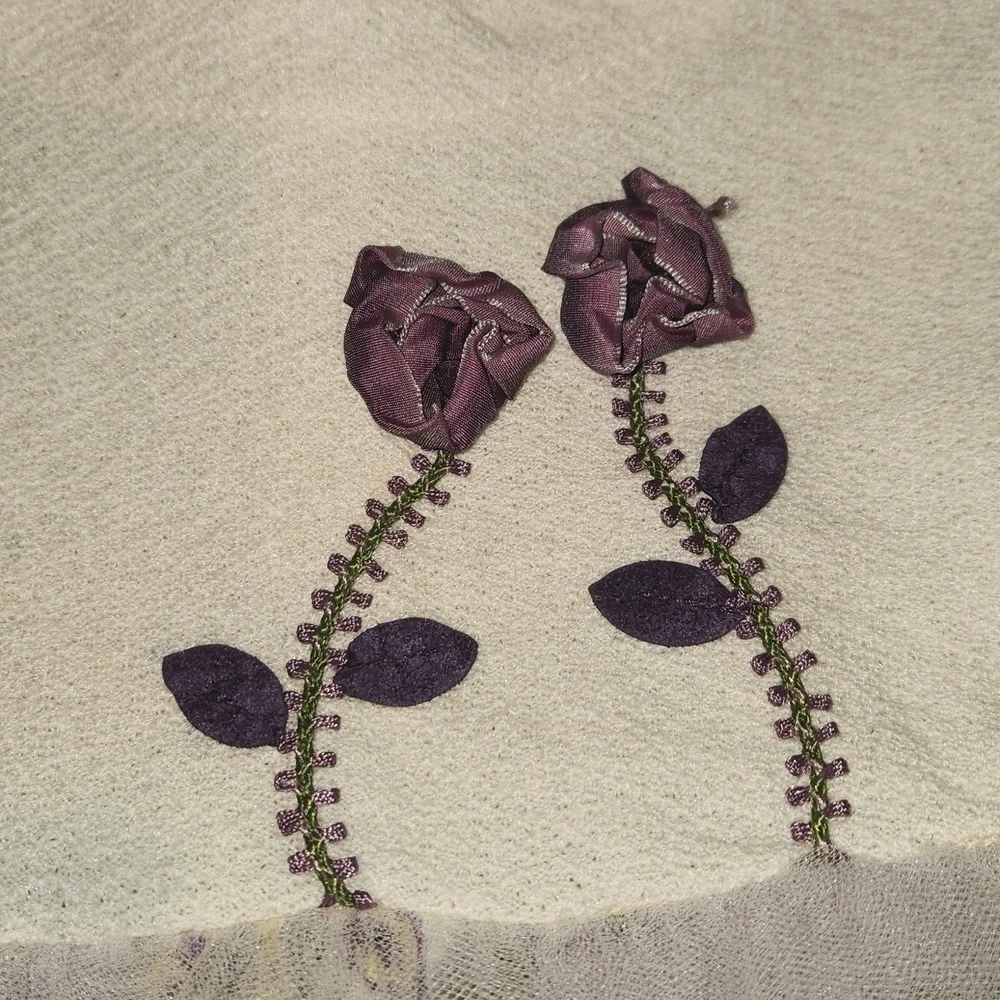 CachCach Purple & Cream Floral Print Dress w/ Tulle Skirt Size 3  Easter Spring